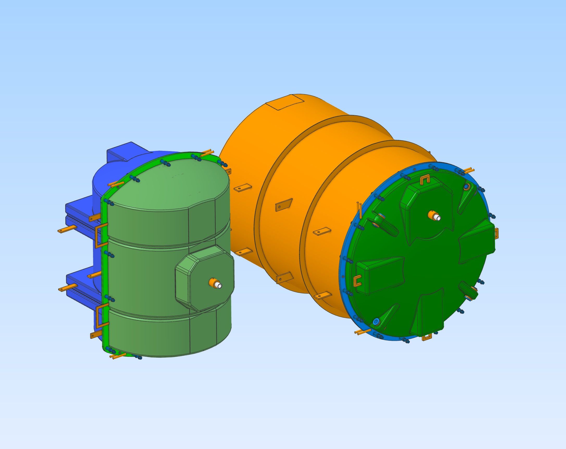 Custom production mold tooling shown assembled on a neutral background.
